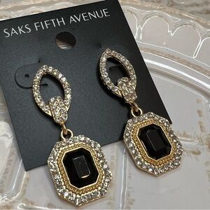 Saks Fifth Avenue Black & Crystal Pavé Drop Earrings